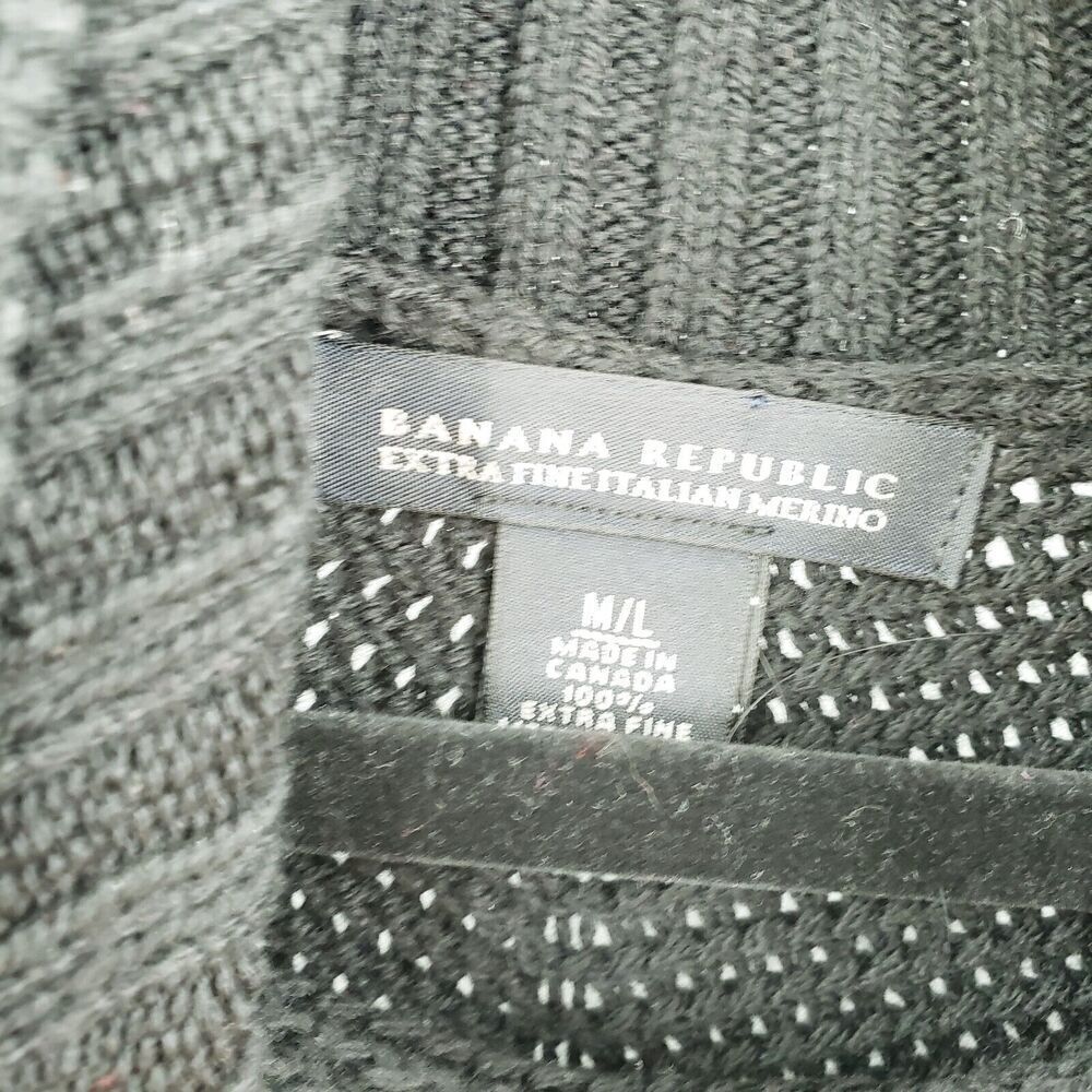 Banana Republic Black Turtleneck Sweater Shawl Womens Medium Large Wool Ribbed - Picture 4 of 10